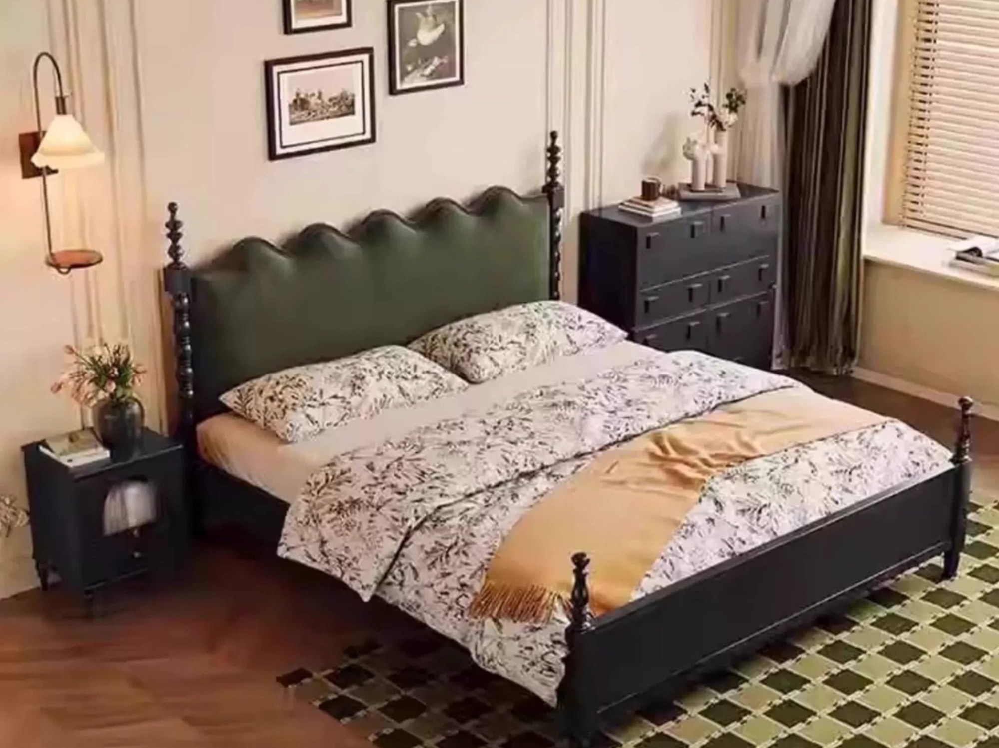 法式轻奢软包实木大床
